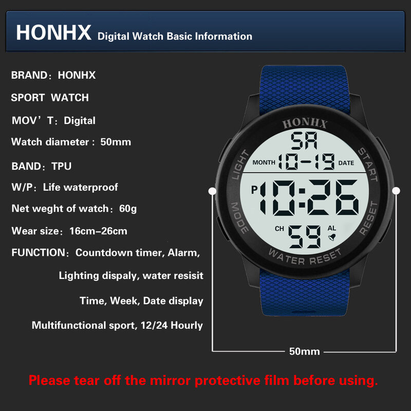Men Military Sports Watch Luxury Led Digital Water Resistant Watch 30m Waterproof Casual Sport Wrist Watch Relogio Masculino