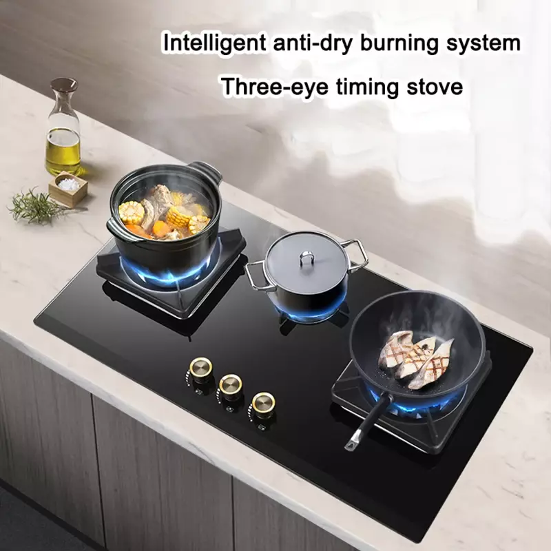 Three-eye gas stove embedded household natural gas timing fierce fire multi-eye stove three-headed stove