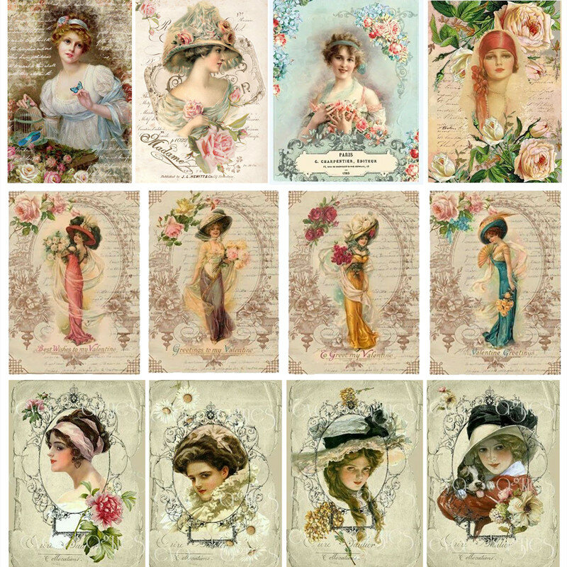 19 Stks/pak Vintage Dames Sticker Diy Craft Scrapbooking Album Junk Journal Decoratieve Stickers
