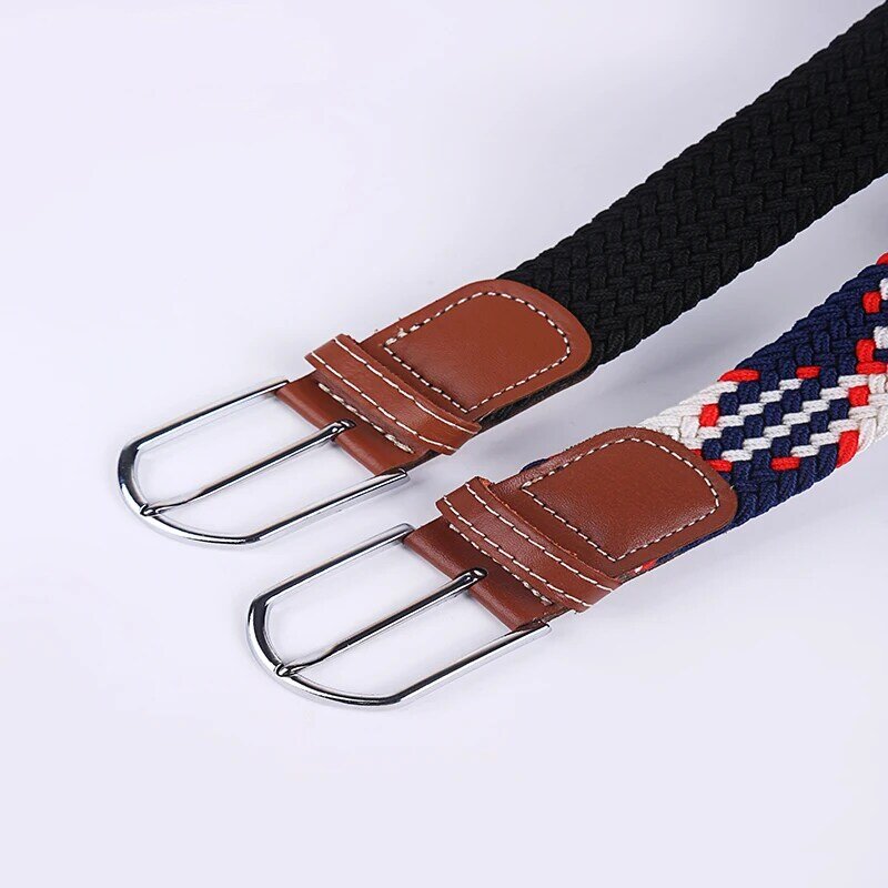 Unisex Elastic Fabric Woven Casual Women Belt Belt Pin Buckle Expandable Braided Stretch Canvas Stylish Leisure Belts for Men