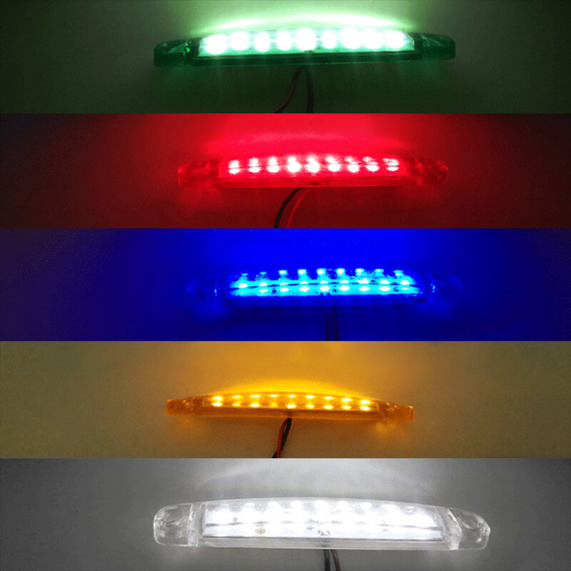 2Pcs Truck Trailer Side Marker Indicators Light Car Signal Brake Rear Warning Tail Clearance Light 9-LED 12V 24V Warning Lamp