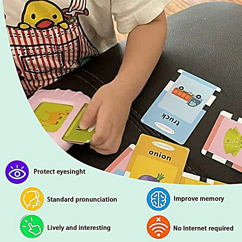 조기 교육 플래시 카드 기계, 말하는 언어 영어 전자 오디오북 장난감, 어린이 생일 선물, 고양이 모양 학습