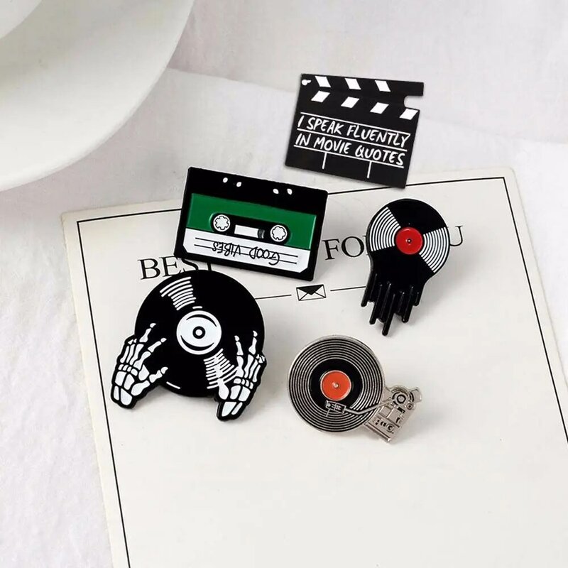 Lucu hadiah kreatif untuk wanita anak-anak aksesoris Punk DJ vinil musik pecinta merekam bros lencana Pin Enamel Pin Lapel Pin