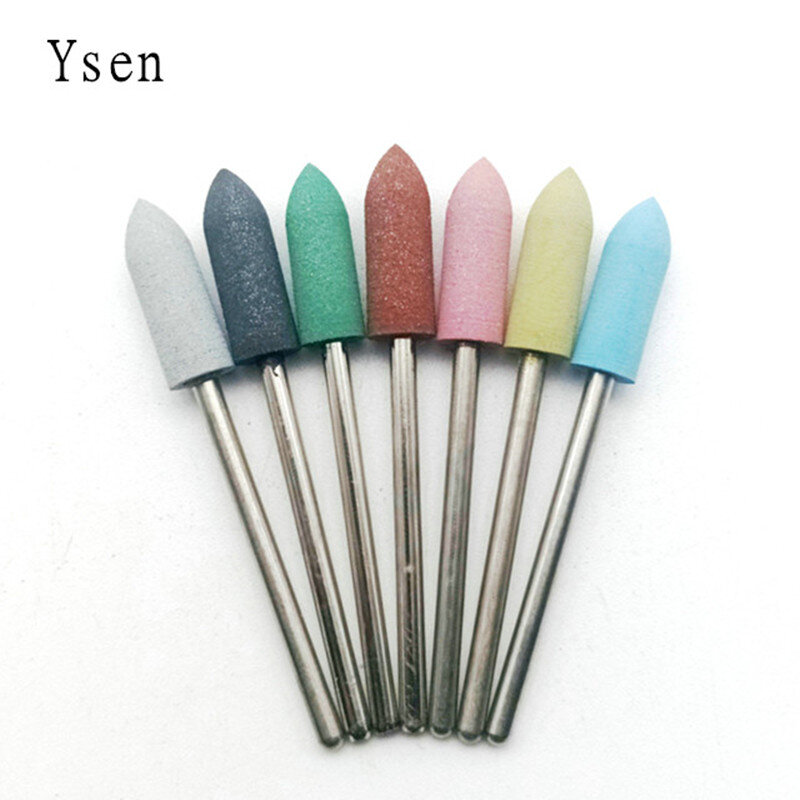 1Pcs Cuspidal Head 7 Colors Rubber&Silicon Carbide Nail Buffer Electric Manicure Machine Nail Drill Accessories Tools Nail Bit