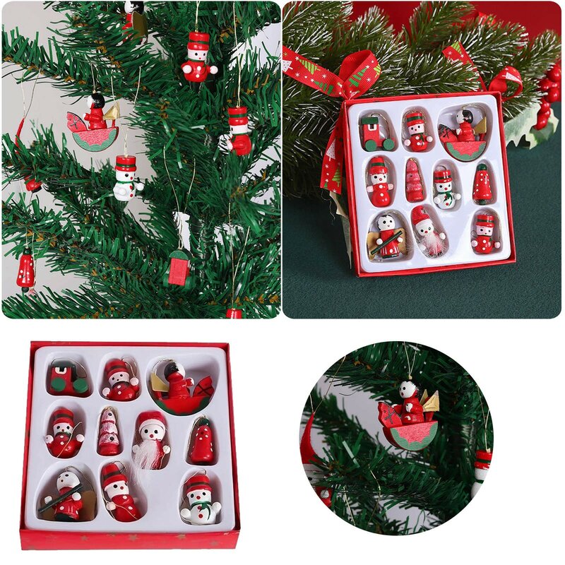 Navidad Noel liontin mainan gantung 10 buah/set, hiasan dekorasi Natal Tahun Baru 2023, ornamen dekorasi Natal kreatif