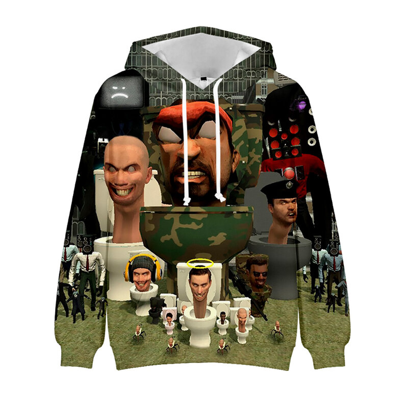 Męskie damskie bluzy z kapturem Skibidi do toalety bluza jesienno-zimowa Y2k Streetwear ubrania z nadrukiem 3D chłopcy dziewczęcy sweter z długim rękawem