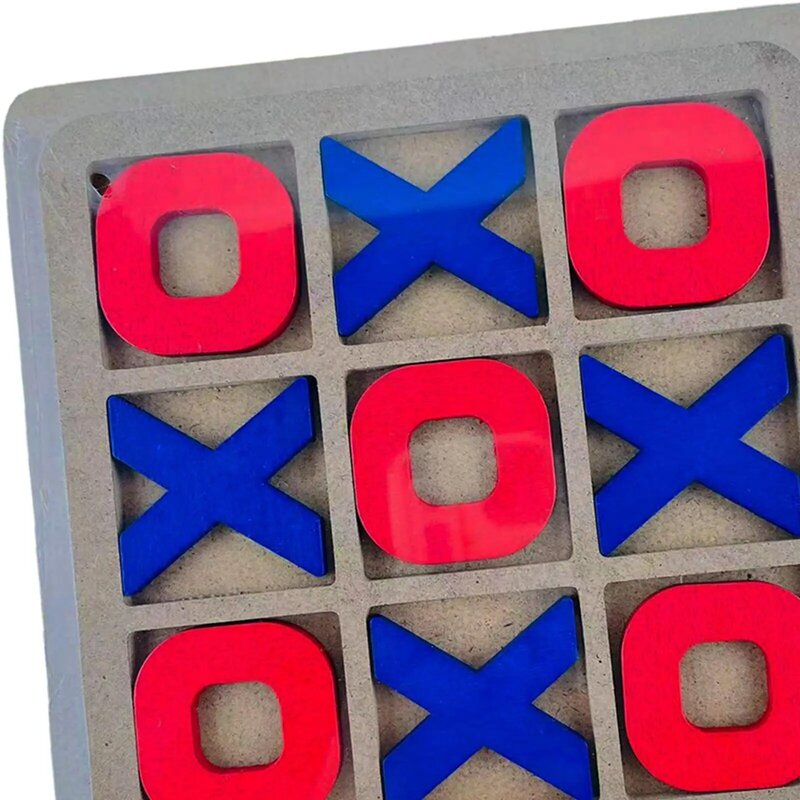 Wooden Tic TAC Toe Game Handmade Board Game Strategy Puzzle Tabletop Blocks for Adults