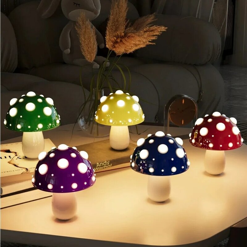 Lampu jamur LED Port pengisian daya USB lampu meja Agaric Fly Agaric, cocok untuk asrama, ruang tamu, samping tempat tidur belajar Hotel