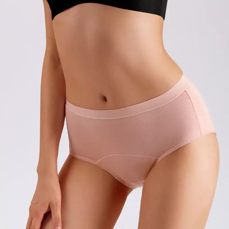 Bragas de menstruación para mujer, pantalones fisiológicos de algodón de talla grande, cintura alta, antifugas laterales, transpirables