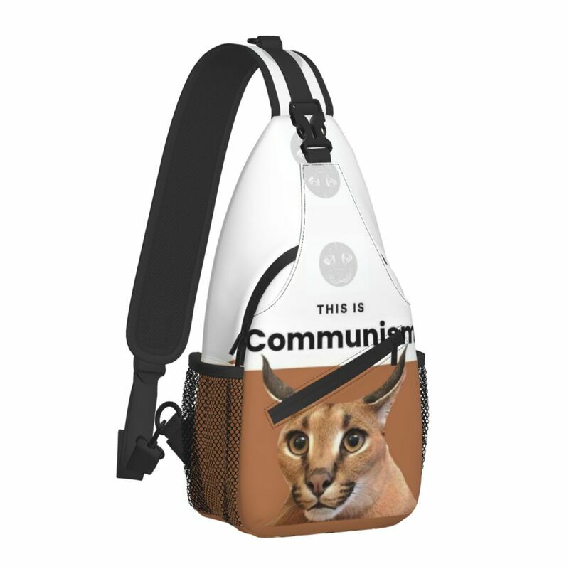Nach Kommunismus Floppa Nette Meme Sling Tasche für Männer Mode Caracal Katze Schulter Crossbody Brust Rucksack Reisen Daypack