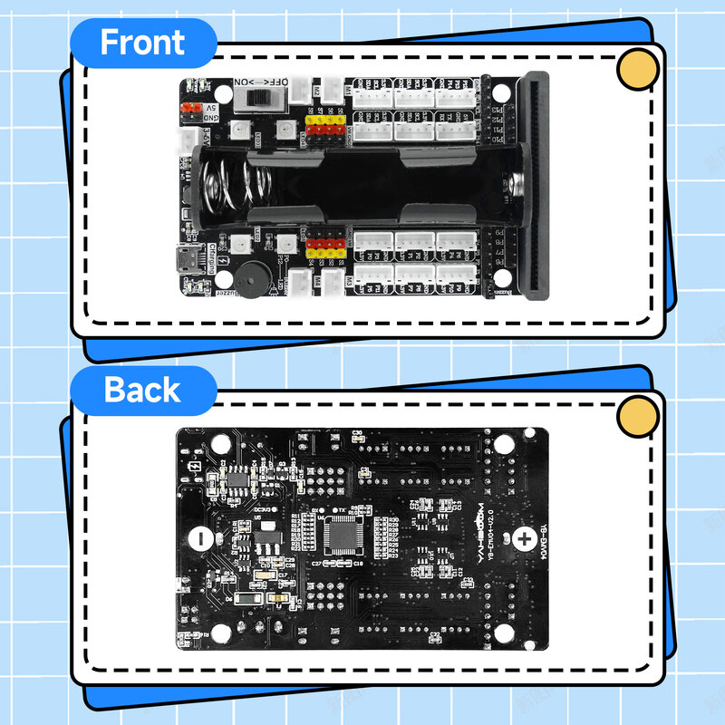 Yahboom-Placa de Expansão Microbit Superbit, Vem com IIC, UART, WIFI, Interface de Sensor, Luz RGB para BBC Micro:bit V2 V1