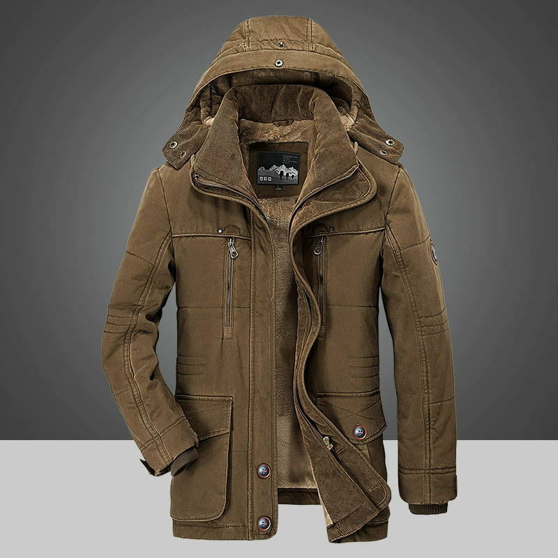 New Winter Men's Jacket Thicken Warm Windbreaker Hooded Zipper Medium Length Coats Outdoors Male Parka Minus 40 Degrees M-7XL