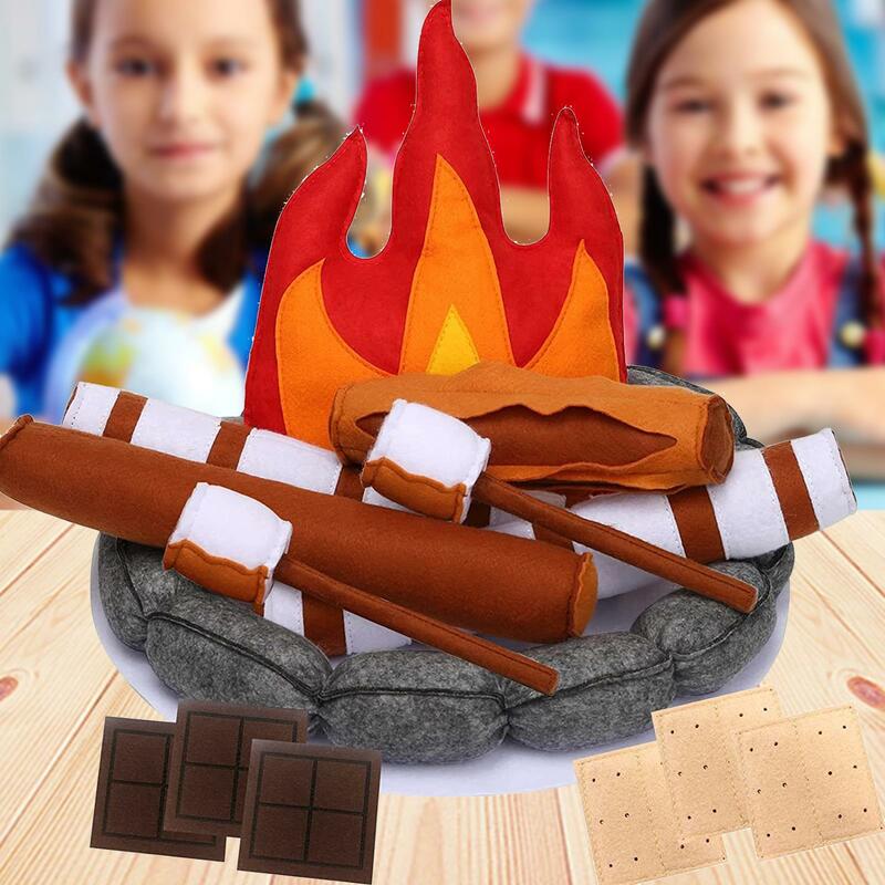 Pretend Play Campfire Office Living Room Needfire Gifts Outdoor Camping Toys Cartoon Realistic Plush Toys Kids Camping Toys Set