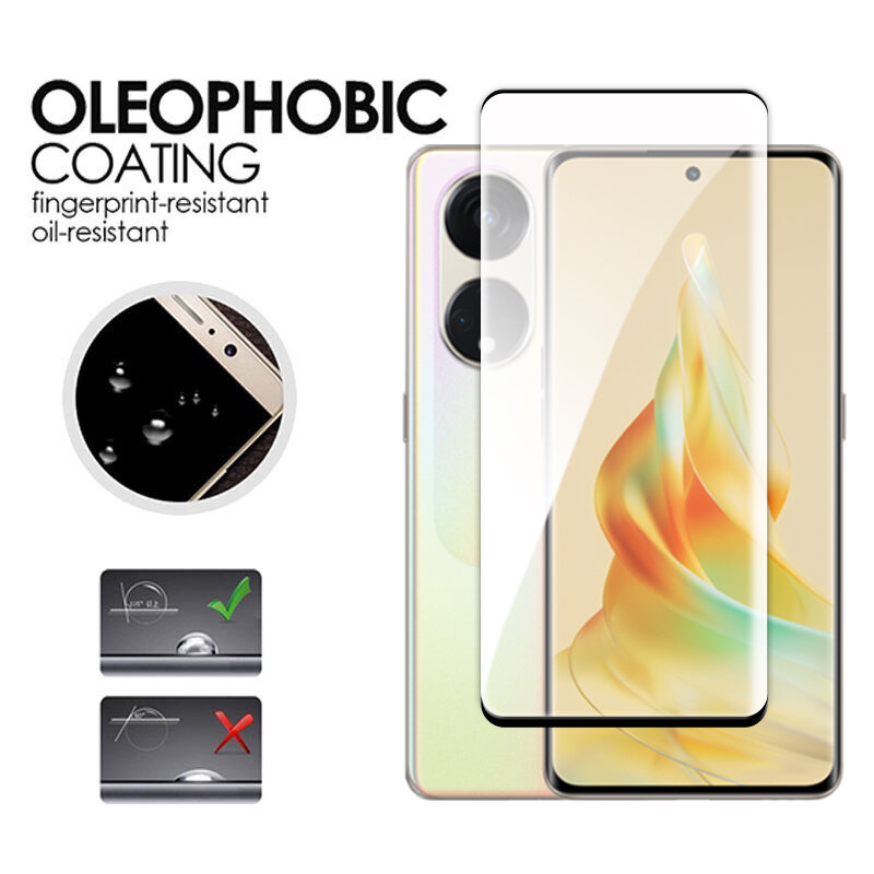 For OPPO Reno8 T 5G Glass 3D Full Cover Curved Screen Protector For Reno8 T 5G Tempered Glass OPPO Reno8 T 5G Lens Film 6.7 inch