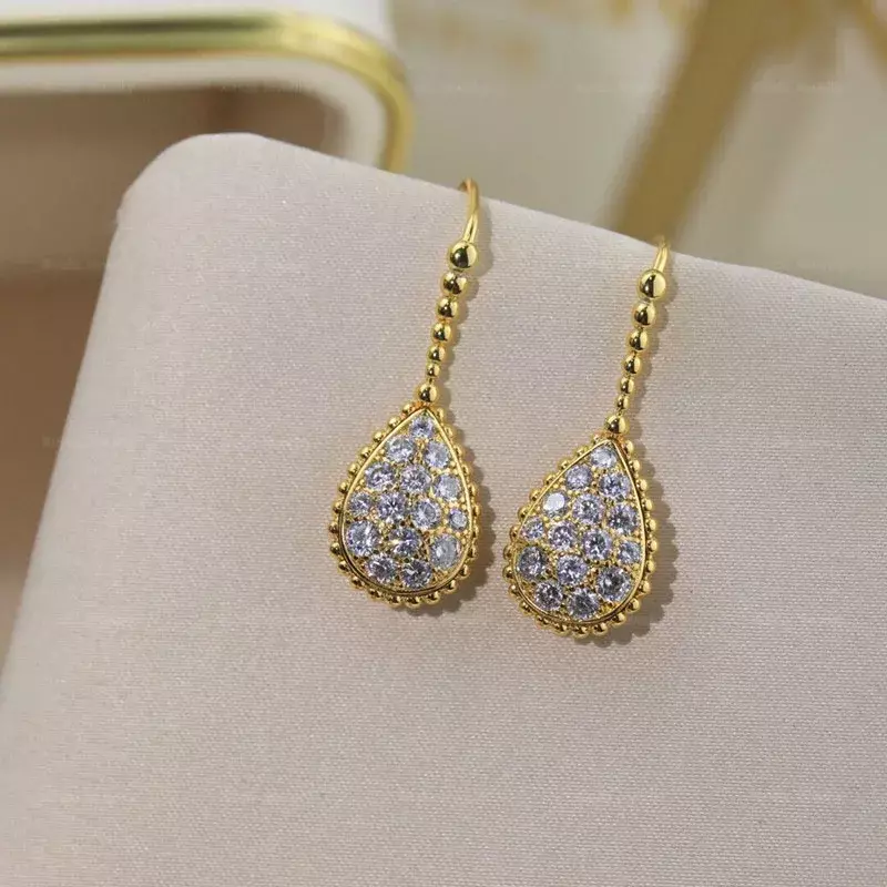 Boucles d'oreilles en argent regardé 925 pour femmes, design classique, grandes gouttelettes, marque élégante et à la mode, bijoux de luxe