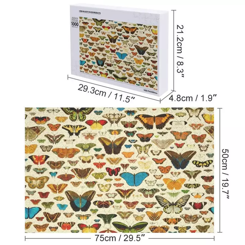 Vintage Colorful Butterflies Jigsaw Puzzle, Scale Motors Nome De Madeira, Personalizado Nome Puzzle, Coleção