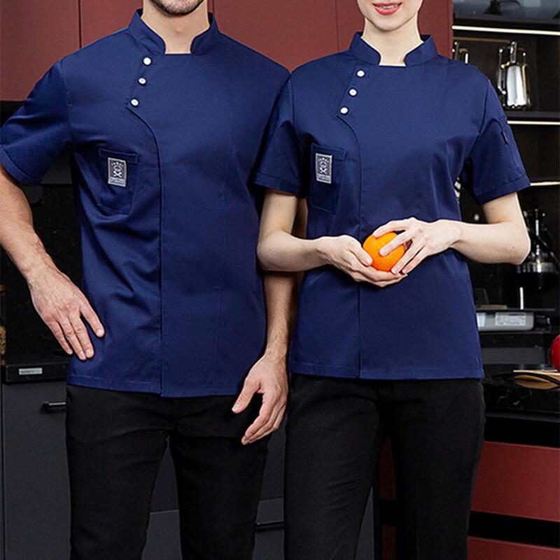 Chemise de chef à séchage rapide, uniforme de restaurant Chamonix, vêtements de travail pour documents solides, haut de chef, tenue de travail de cuisine, grande taille