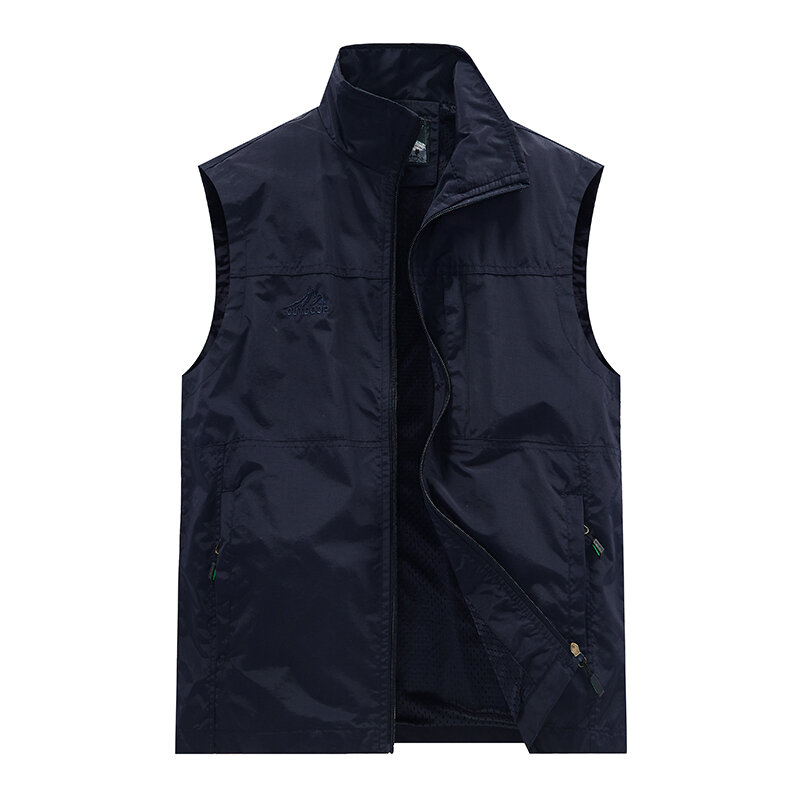 Spring Men's Vest Fashion Embroidery Loose and Breathable Hiking Fishing Photography Tank Top Casual Workwear Sleeveless Jacket