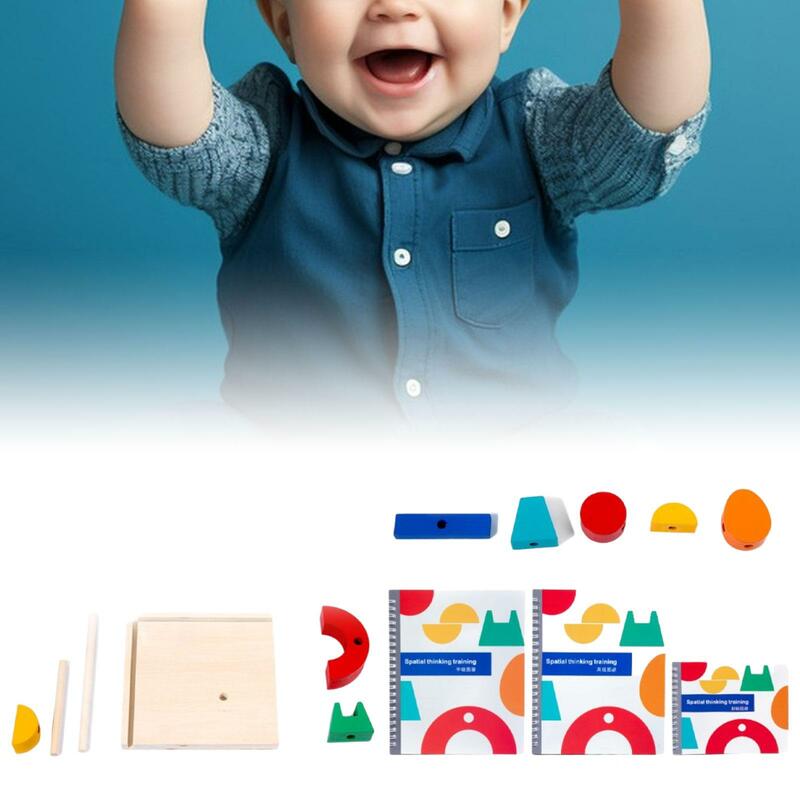 Juguete de construcción de madera para niños, juguete sensorial de pensamiento espacial multiángulo con proyección estéreo 3D, nivel de paso 3, regalo de cumpleaños