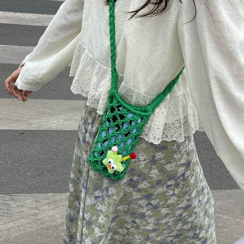女性のためのクラシックな手織りのストローバッグ,ボヘミアンの小さな財布,ミニ携帯電話のポケット,カジュアルなトラベルバッグ,かわいい