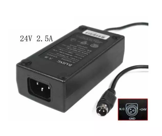Power Adapter, DJ-240250-SA, 24V 2.5A, 3-Pin Din, IEC C14