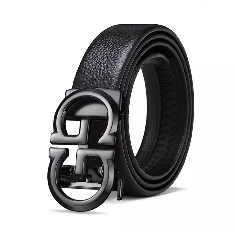 2024 Fashion Top Layer Cowhide Belt New Men High Grade Business Genuine Leather Luxury Belt Fashion Simple Automatic Buckle Belt