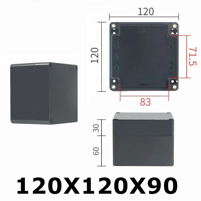ABS البلاستيك الأسود الضميمة لمشروع الالكترونيات ، مربع ، الكهربائية ، IP66 ، البناء ، F سلسلة ، 120x120x90mm