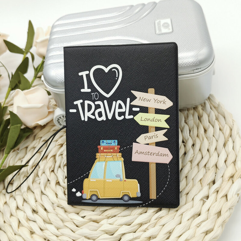 1 Piece I Love Travel Pu Passport Cover/Case Travel Accessories for Men or Women
