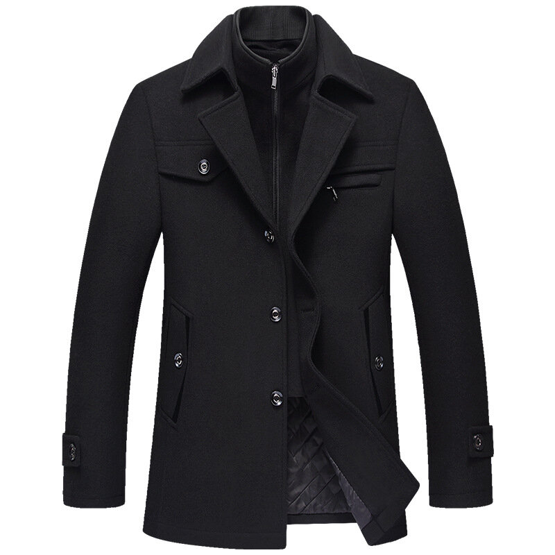 Manteau long en laine pour hommes, pardessus décontracté, veste d'hiver, optique d'affaires, coupe-vent, 4XL