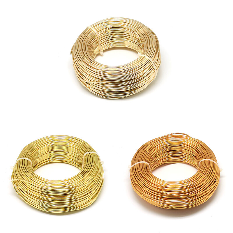 1 rollo de alambre de aluminio de 0,6 a 6mm, alambre Flexible de Color dorado para manualidades de Metal, para pulsera, fabricación de joyas, DIY