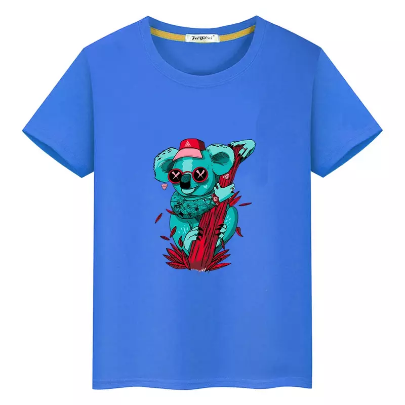 호주 코알라 동물 100% 코튼 반팔 티셔츠, 귀여운 만화 티셔츠, 캐주얼 편안한 티셔츠, 소년 소녀, 여름
