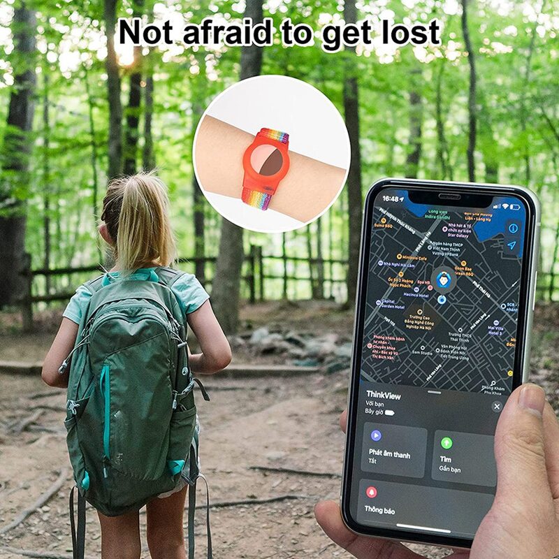 Kid Pulseira Compatível com Air Tag GPS Tracker, Estojo protetor, Suporte com pulseira de Nylon B