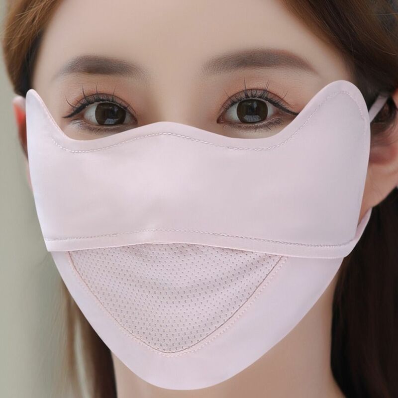 Siateczkowy szalik z lodowy jedwab na twarz cienkie chusty chroniące przed UV do twarzy welon z filtrem na twarz w jednolitym kolorze osłona na twarz kolarstwo anty-UV