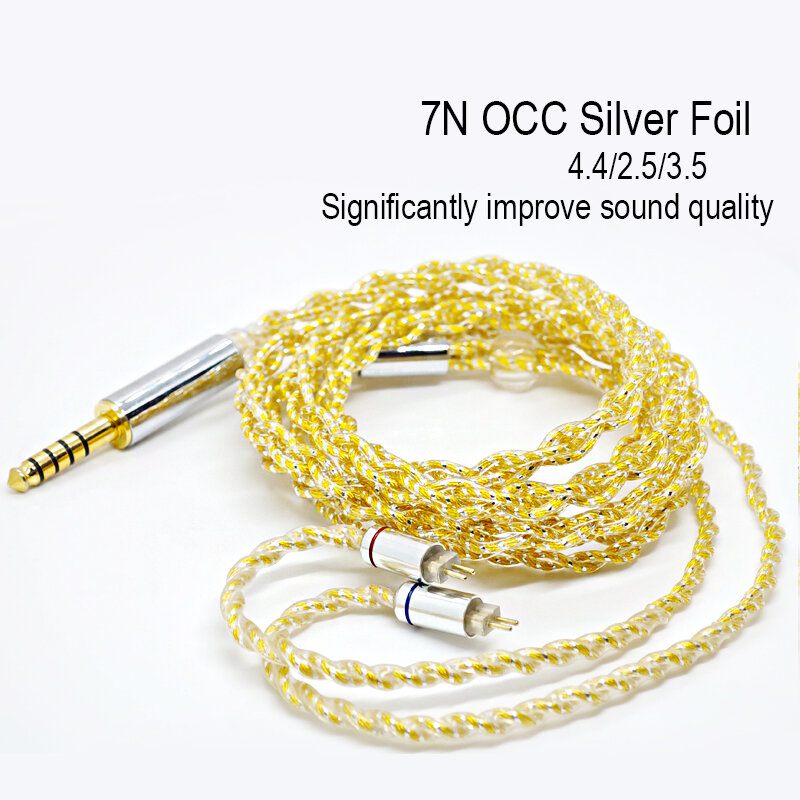 0,78 2-контактный кабель 4,4 баланс 3,5 2,5 4-ядерный 7N OCC серебристый кабель для наушников
