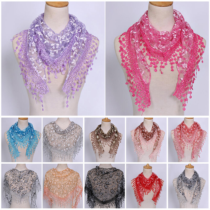 Creative Triangle Wrap Lady Shawl Flower Lace Scarf Female Baby Tassel Shawls Scarves Spring Summer Photo Props Accessories