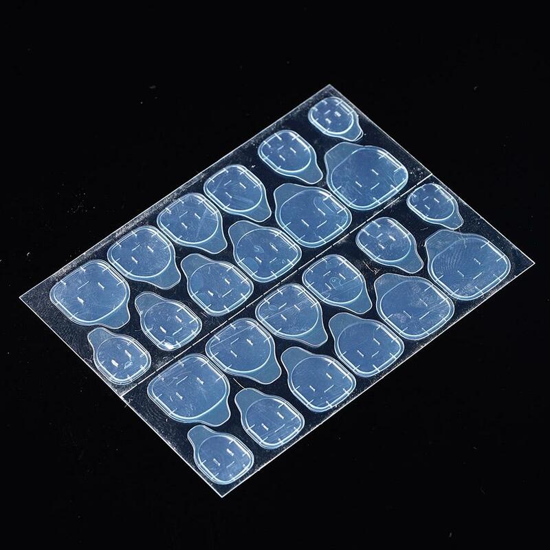Adesivi bifacciali gelatina colla per unghie trasparente adesivo falso fai da te adesivi per unghie doppie strumenti riutilizzabili falsi lati per unghie X8E6