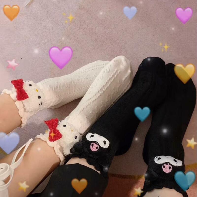 Sanrio hello kitty chinelo de pelúcia quente inverno cinnamoroll indoor sapatos macios melody pochacco meias cute kuromi casa sapatos