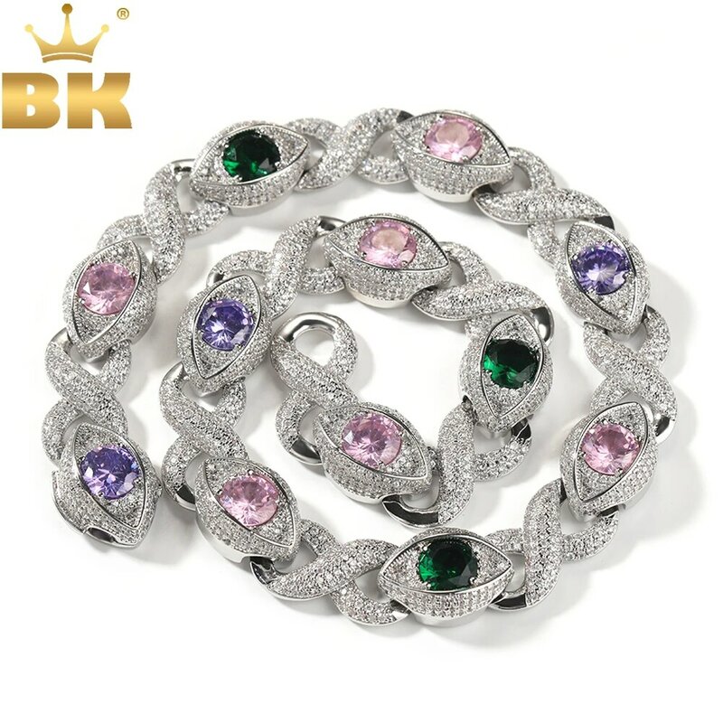 Цепочка-ожерелье BLING KING, украшение в стиле хип-хоп разных цветов со сверкающими звеньями бесконечности и кубическим цирконием, с микрозакрепкой