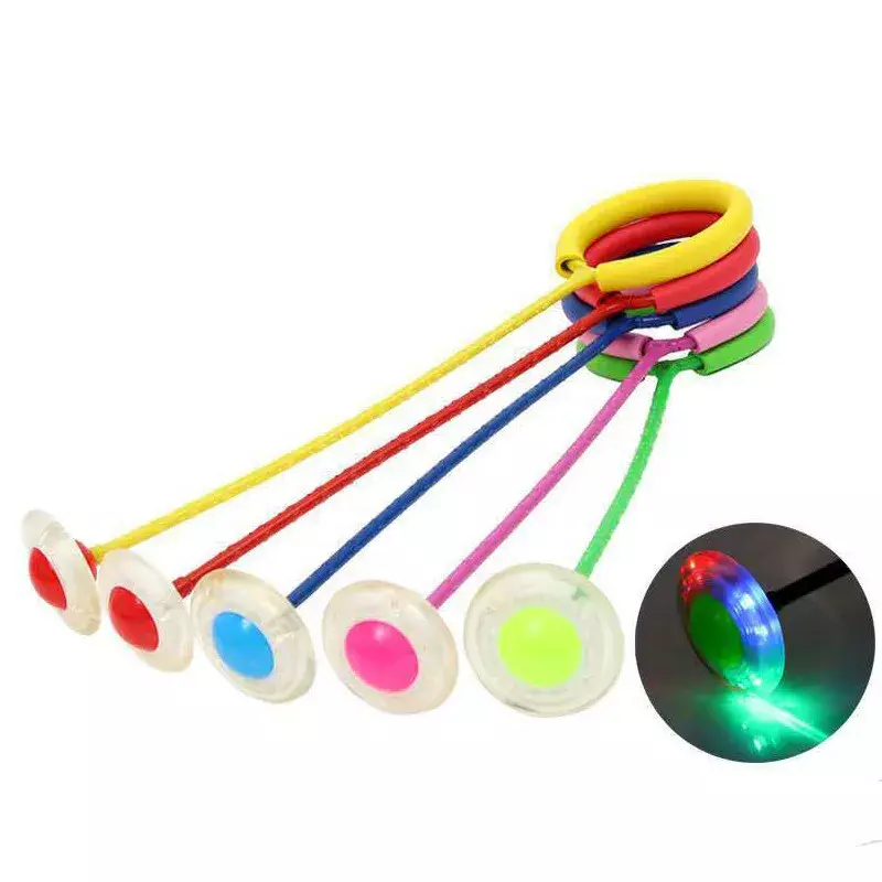 Pelota de salto con cuerda y luz LED intermitente para niños, Juguete deportivo para el aire libre, entrenamiento de reacción