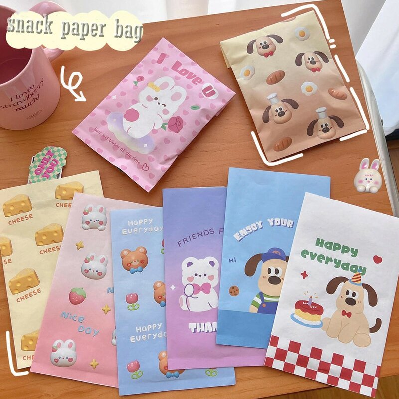 Cute Rabbit Bear Dog Gift Bags Ins Paper Packaing Bag Candy Cookies Chocolate Food Sundries Storage Bag Party Supplies