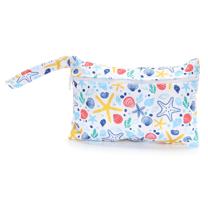 Bolsa húmeda de bolsillo impresa para bebé, pañal reutilizable impermeable, tamaño Mini, 15x22,5 cm