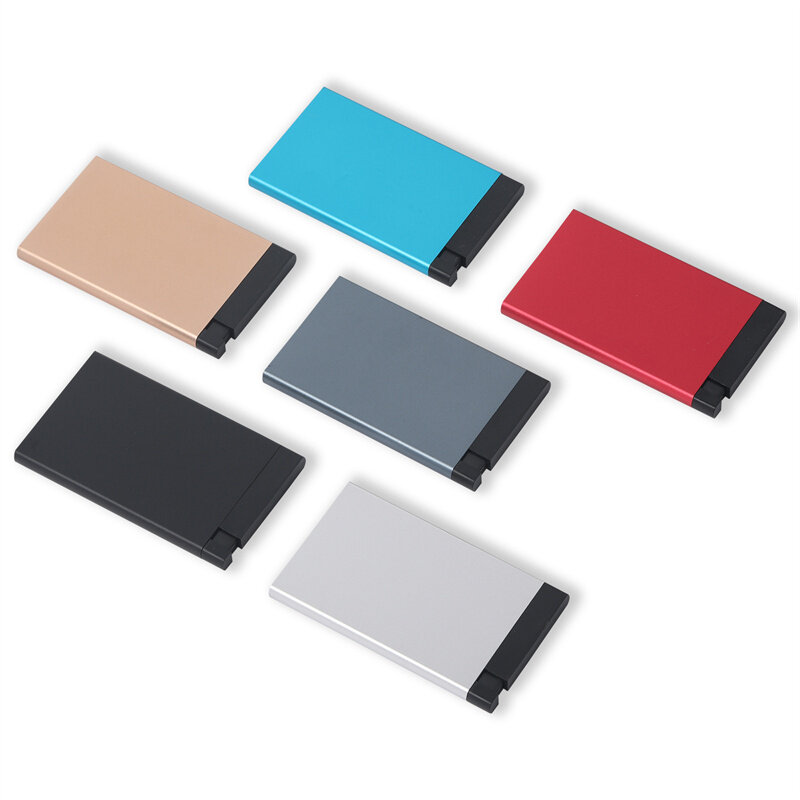 Nazwa własna Logo portfel na karty etui na uchwyt Metal z zabezpieczeniem RFID NFC portfel na karty portfel męski aluminiowym etui na dowód na 6 kart