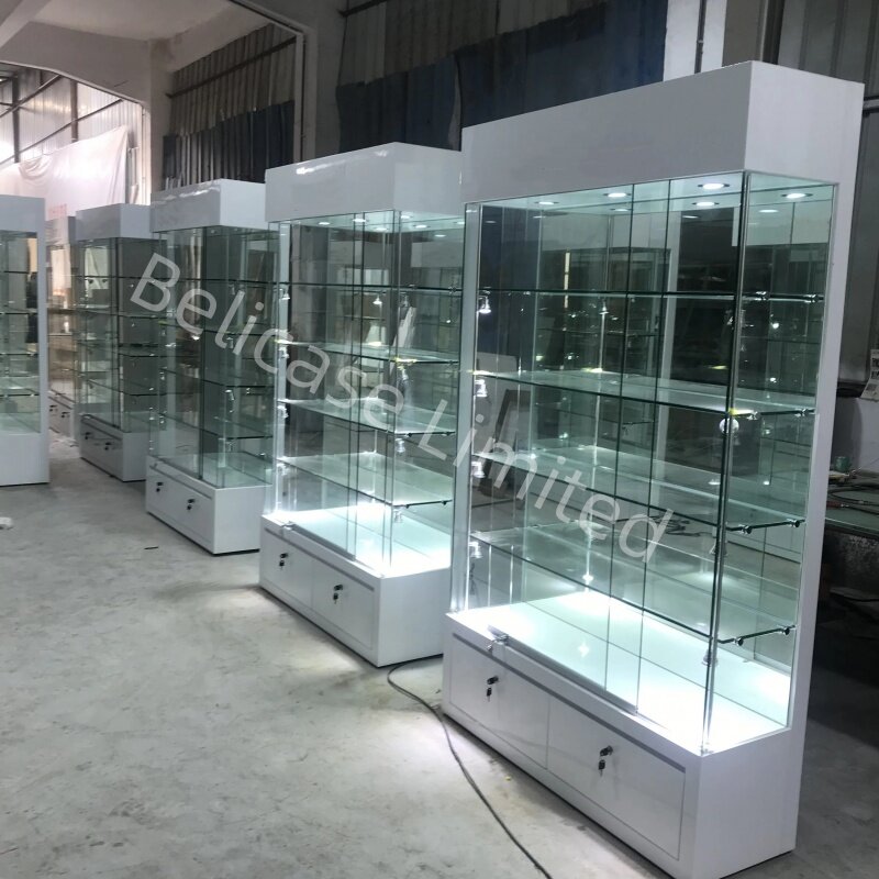 Custom, high end display cases for jewelry showcase modern custom made glass vitrine jewelry display cabinet