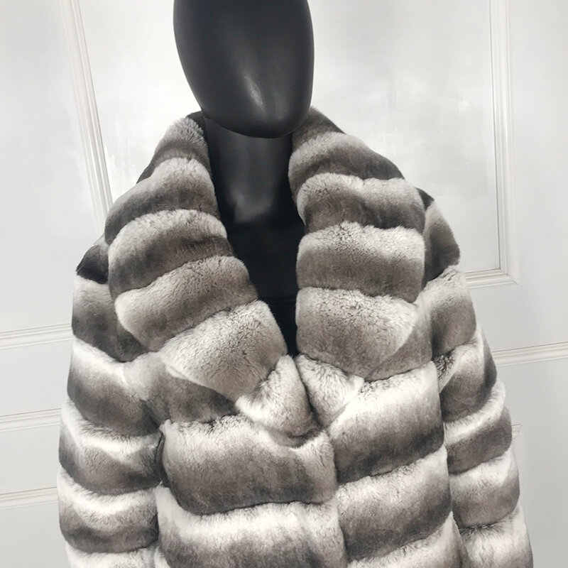 DelPackage-Manteau de veste en fourrure de lapin Rex pour femme, pardessus naturel, vêtements d'extérieur longs, comparateur de Alberchilla, haute couture