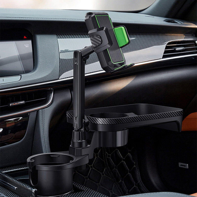 4 in 1 Car Cup Holder Snack Holder Tray Rotatable Tray with Phone Mount