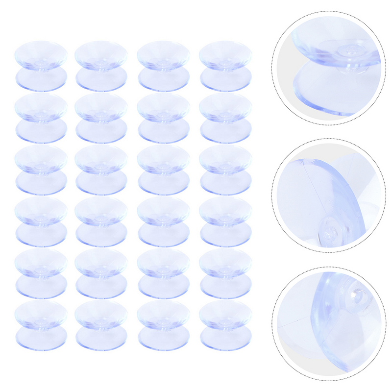 24 Pcs Sucker Double-sided Suction Cup Pads Hooks for Windows Glass Table Spacers Clear Gasket