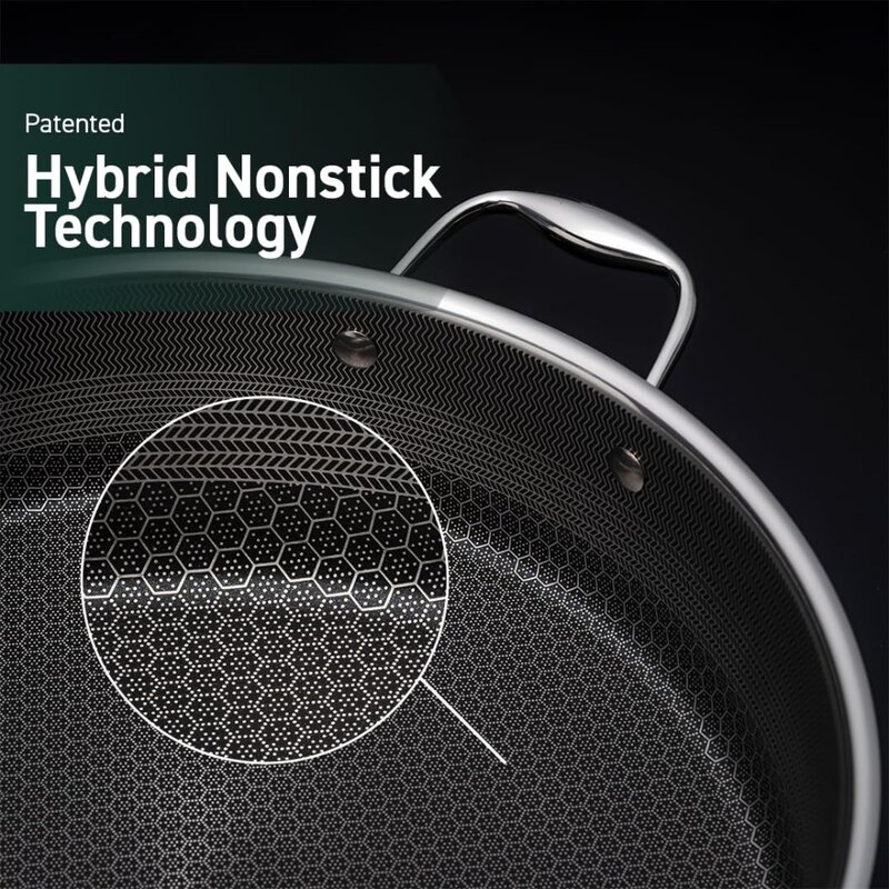 HexClad Hybrid Nonstick 5.5 Qt Deep Sauté patelnia i pokrywka, zmywarka i piekarnik-bezpieczne, gotowe do indukcji, kompatybilne ze wszystkimi płytami kuchennymi