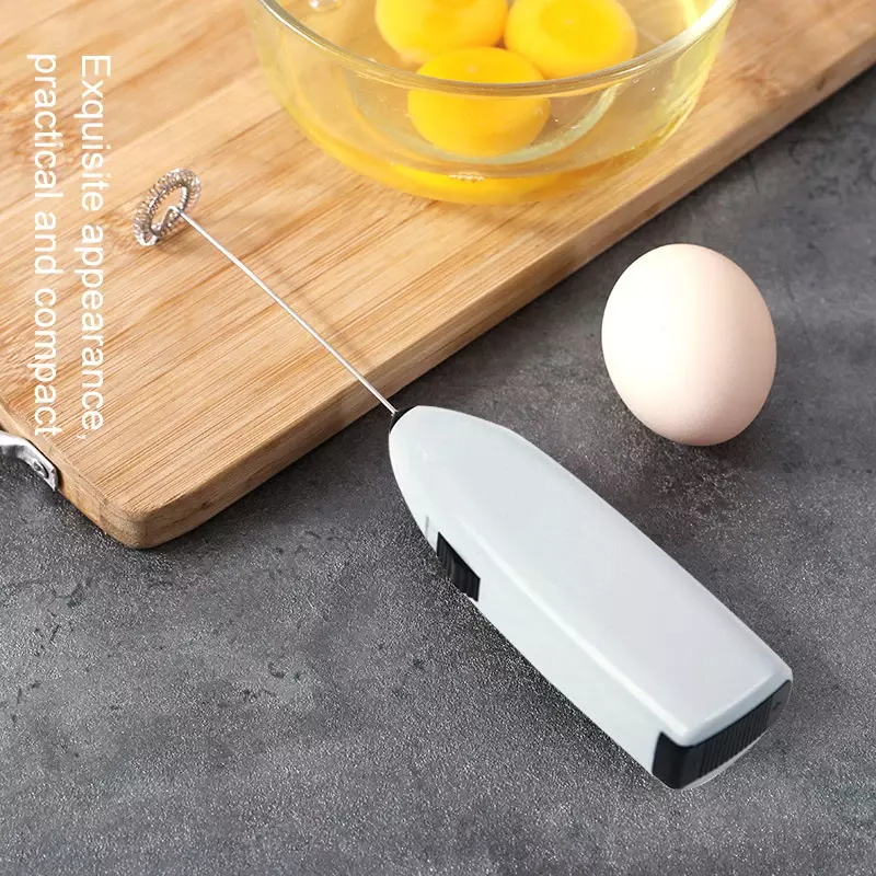 Batedor de ovo elétrico branco, Leite Frother para café, Chá Blender, Mini aço inoxidável, Cozinha doméstica
