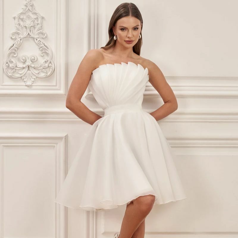 vestidos de novia Short Wedding Dress Ankle Length For Women Organza Customize To Measures Robe De Mariee Elegant Civil Bridal