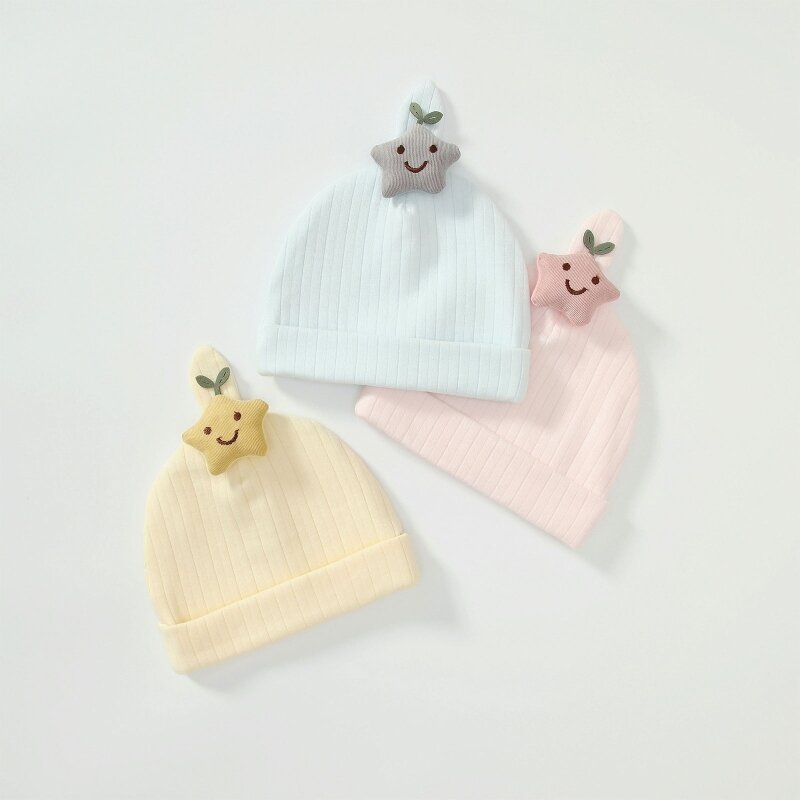 67jc-赤ちゃん,男の子,女の子のためのユニセックスの赤ちゃんの帽子,かわいい笑顔の星の帽子